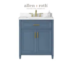 Allen + Roth Lancashire 30-Inch Blue Bathroom Vanity with Stone Top