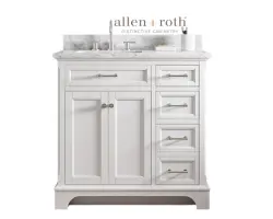 Allen + Roth Roveland 36-Inch White Bathroom Vanity with Marble Top