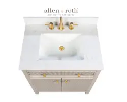 allen + roth Sandbanks 30-in Greige Undermount Single Sink Bathroom Vanity with White Engineered Stone Top