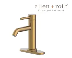 Allen + Roth Harlow Brushed Gold Bathroom Faucet with Drain & Deck Plate