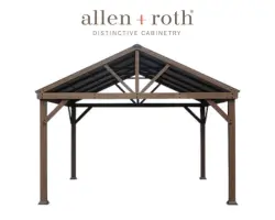 Allen + Roth 12x12 Ft Cedar Wood Gazebo with Hardtop Steel Roof