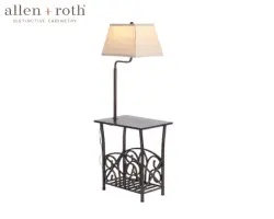 allen + roth 54-in Bronze Shelf Floor Lamp with Fabric Shade