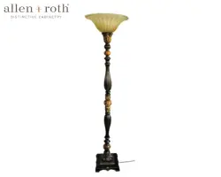 allen + roth Barada 72-in Bronze with gold highlights Torchiere Floor Lamp with Glass Shade