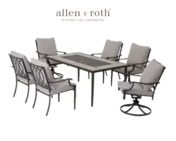 allen + roth Thomas Lake 7-Piece Patio Dining Set with Gray Cushions